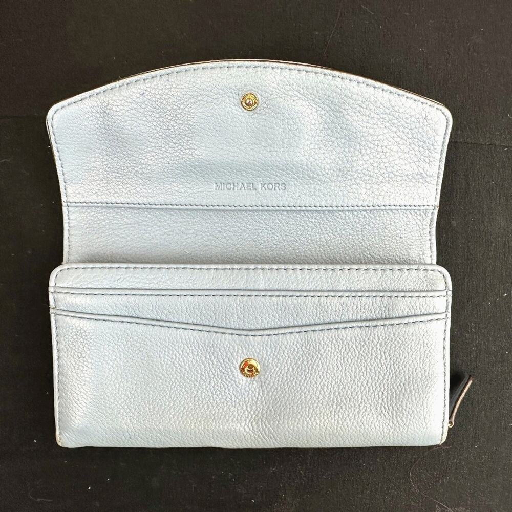 Michael Kors Leather Powder Blue Zip-Around Wallet/Clutch - Picture 6 of 12